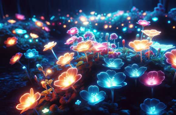 Illuminated Flower Garden HD Desktop Wallpaper wallpapers hd quality