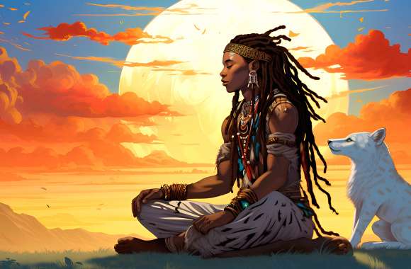 Indian(native American) meditating