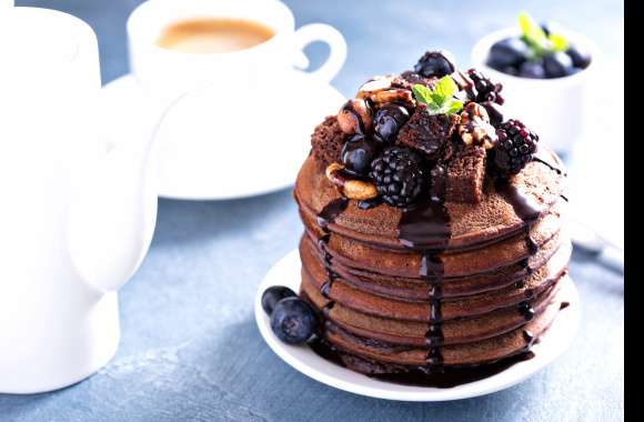 Indulgent Chocolate Pancakes with Berries -