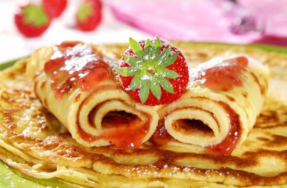 Jam Strawberry Breakfast Food Pancake