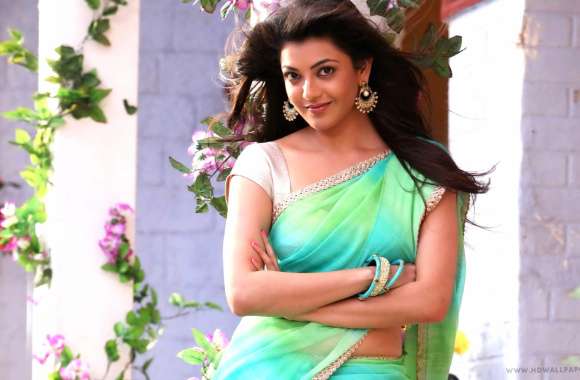 Jilla Movie Kajal Aggarwal in Colorful Saree