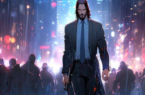 John Wick - Cinematic Action Hero Background