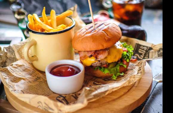 Ketchup Cup French Fries Food Burger