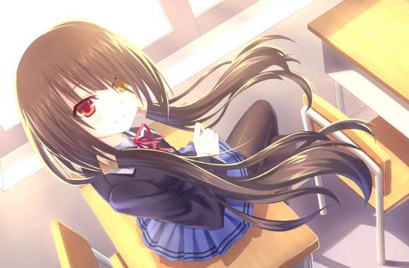 Kurumi Tokisaki Heterochromia School Uniform - HD Anime Wallpaper