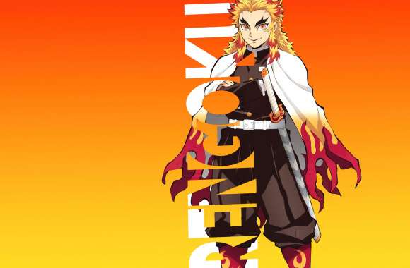 Kyojuro Rengoku Orange background wallpapers hd quality