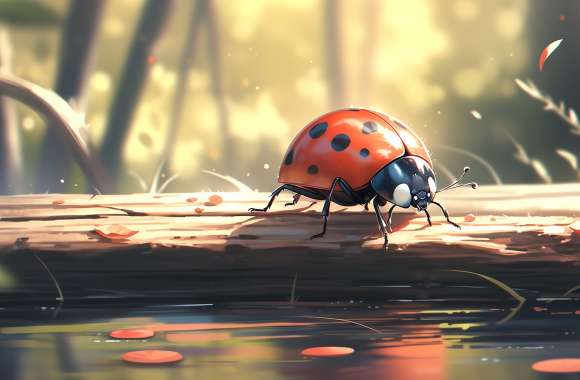 Ladybug on Wood wallpapers hd quality
