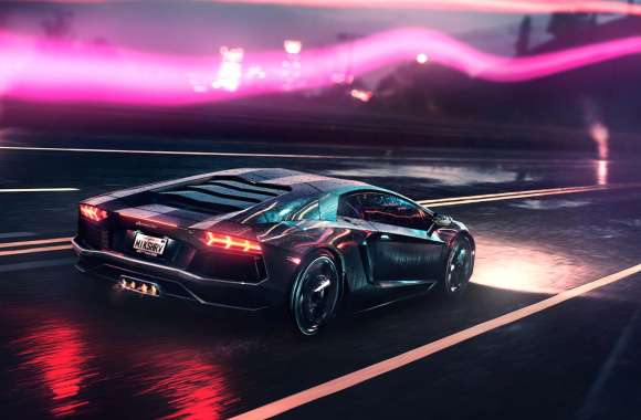 Lamborghini Aventador Supercar at Night -