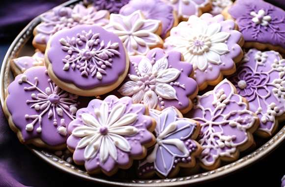 Lavender Flower Iced Cookies