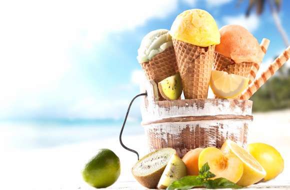 Lemon Summer Kiwi Fruit Food Ice Cream