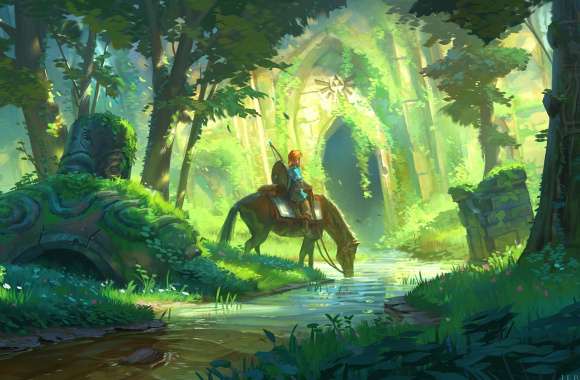 Link in Breath of the Wild Forest - Zelda