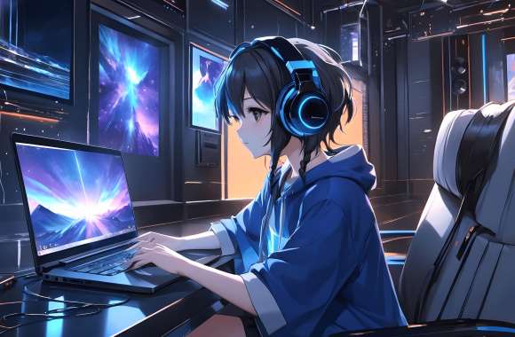 Lofi Anime Girl with Headphones -