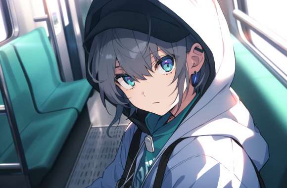 Lofi Girl on Train - Serene HD Anime Wallpaper wallpapers hd quality