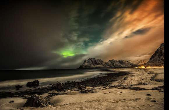 Lofoten Lights 4K Aurora Over Arctic Beach