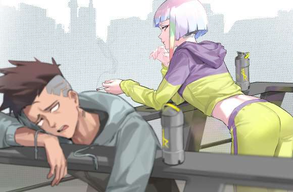 Lucy and David in Night City wallpapers hd quality