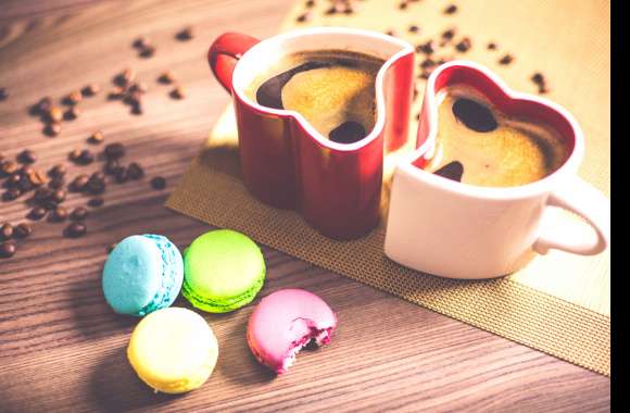 Macaron Coffee Beans Heart-shaped Cup Food Coffee