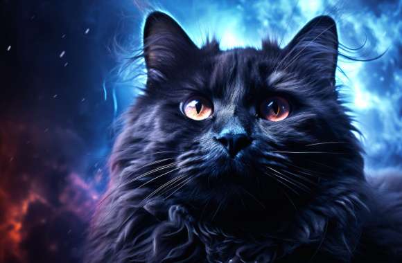 Majestic Black Cat - Cosmic Feline Gaze wallpapers hd quality