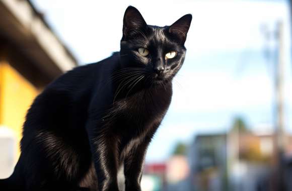 Majestic Black Cat Dark Feline Elegance Background