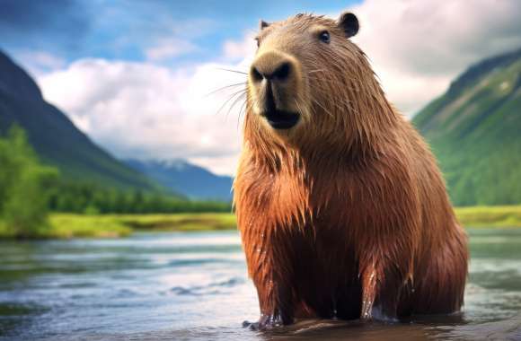 Majestic Capybara in Natural Habitat - wallpapers hd quality