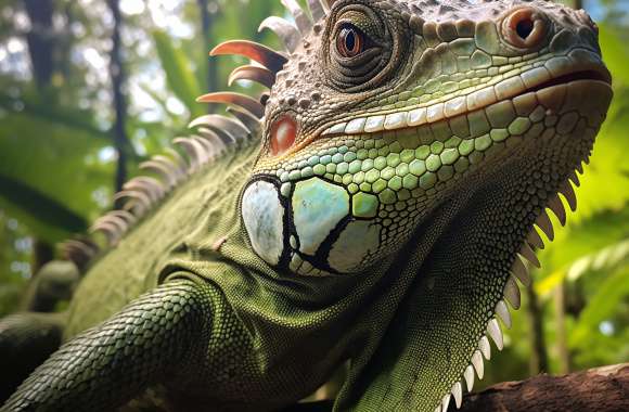 Majestic Iguana – Exotic Reptile Desktop Background