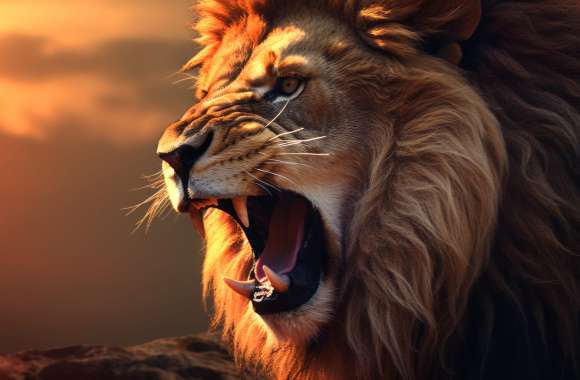 Majestic Lion Roar AI Art wallpapers hd quality