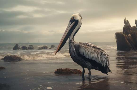 Majestic Pelican on Serene Beach