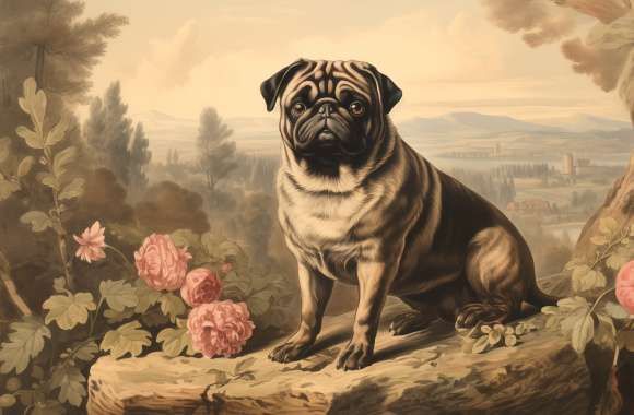 Majestic Pug Dog for Desktop Background wallpapers hd quality