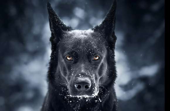 Majestic Snowy Stare - German Shepherd