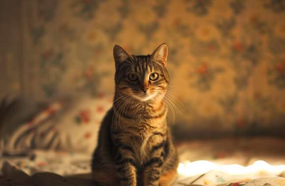 Majestic Tabby Cat - Cozy Home Background wallpapers hd quality
