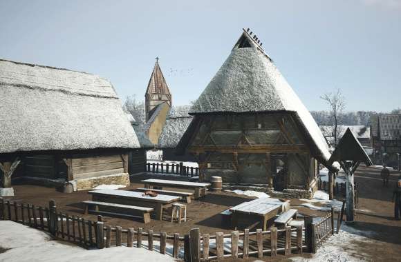 Manor Lords Village - HD Game Wallpaper wallpapers hd quality