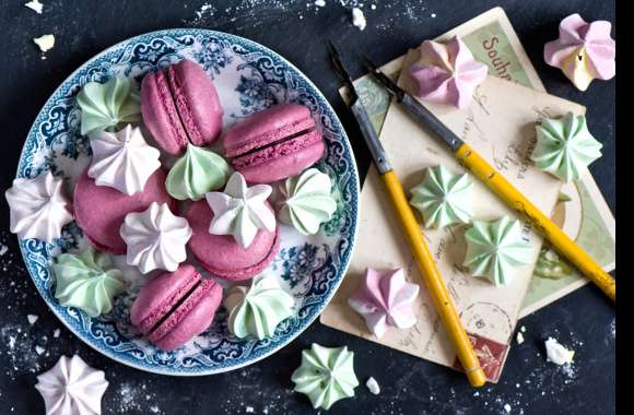 Meringue Kisses Sweets Food Macaron