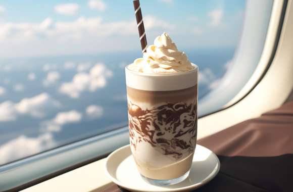 Milkshake Coffee In Airplane Wallpaper