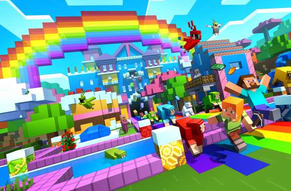 Minecraft Adventure Colorful Game Landscape Background