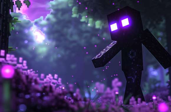 Minecraft Enderman - Mystical Night Forest Ambiance