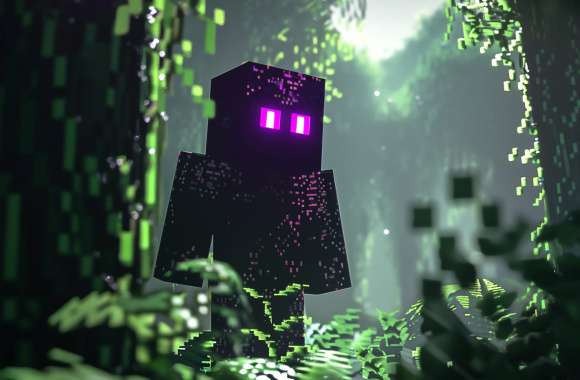 Minecraft Enderman – Mysterious Forest Encounter wallpapers hd quality