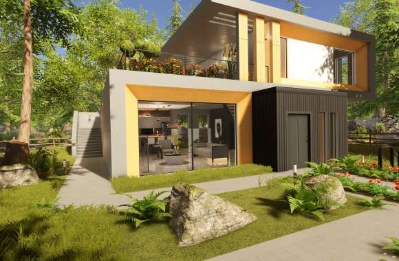 Modern Home Design Wallpaper - House Flipper 2 HD Background