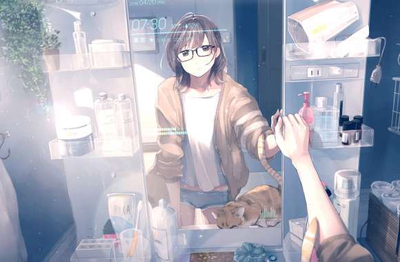 Morning Reflections Anime Bathroom -