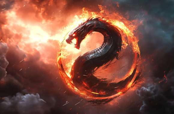 Mortal Kombat Emblem - Fiery Dragon Logo