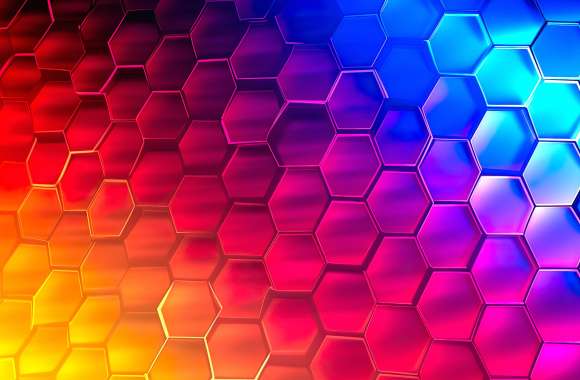 Multicolor Honeycomb Pattern Wallpaper