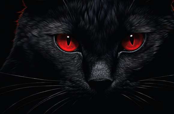 Mysterious Red-Eyed Black Cat