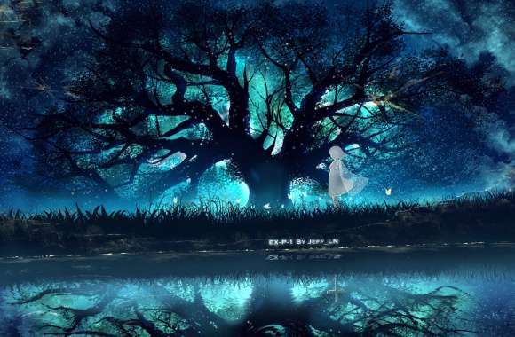 Night Anime Tree -