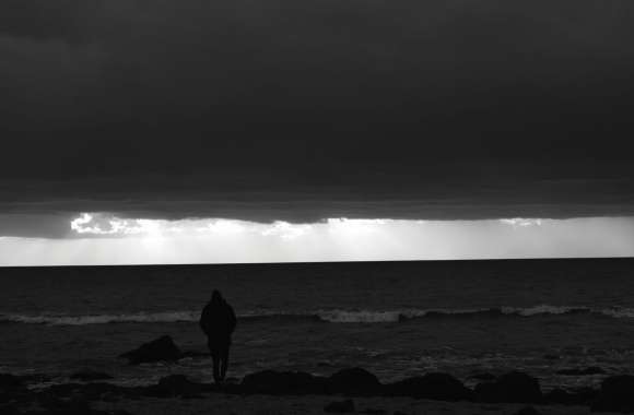 ocean clouds shore solitude nature light sky waves overcast sunrisesunset duskdawn