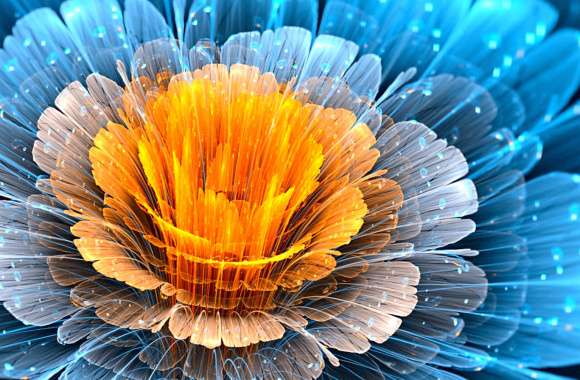 Orange (Color) Blue Flower Abstract Fractal
