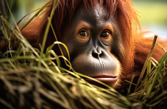 Orangutan in Grass wallpapers hd quality