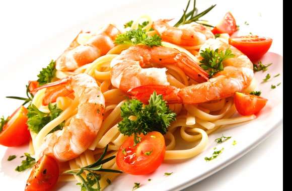 Pasta Meal Tomato Crustacean Seafood Food Shrimp