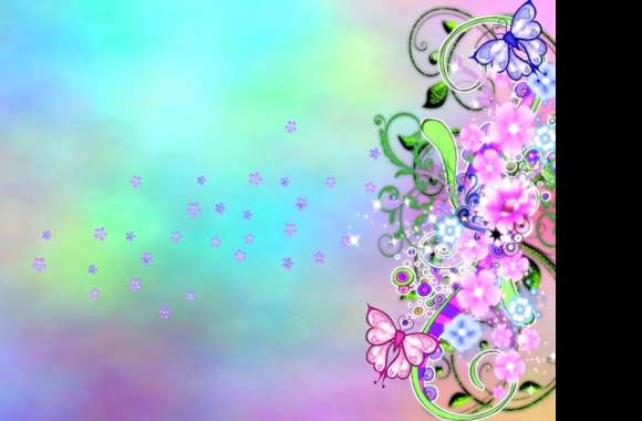 Pastel Flower Colorful Colors Fantasy Spring Floral Artistic Butterfly Wallpaper