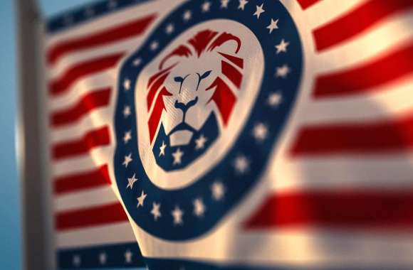 Patriotic Lion Emblem with American Flag Wallpaper wallpapers hd quality