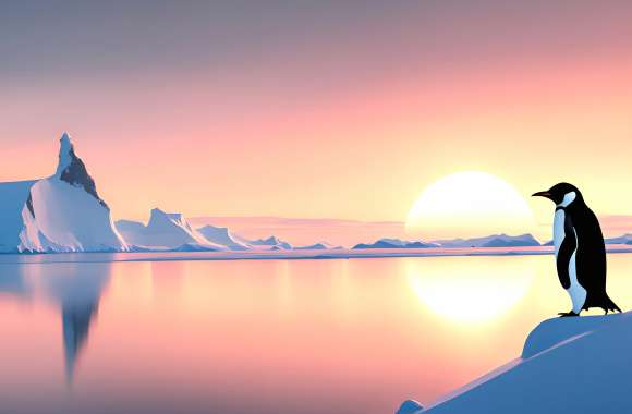 Penguin Sunrise Snow Nature Antarctica 8k Ultra wallpapers hd quality