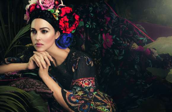 Petal Leaf Plant Cushion Sofa Flower Dress Celebrity Monica Bellucci