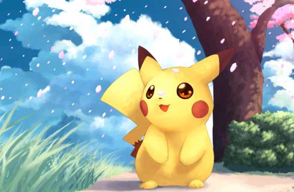 Pikachu in Blossom - Pokémon wallpapers hd quality