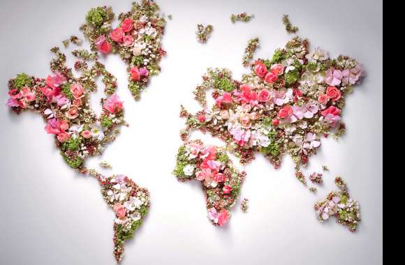 Pink Flower Map Flower Misc World Map